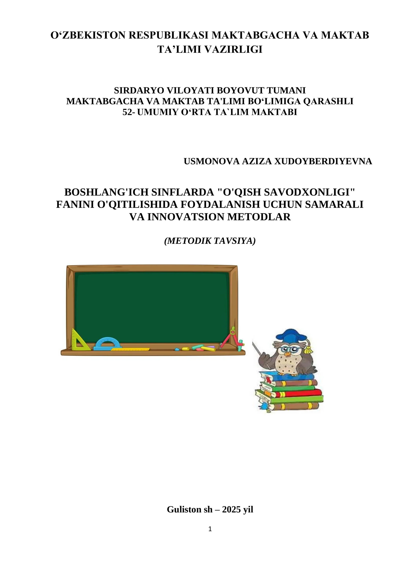 Metodik tafsiya ishi