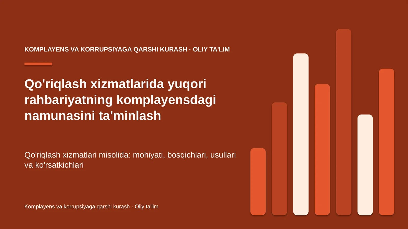 Qo'riqlash xizmatlarida yuqori rahbariyatning komplayensdagi namunasini ta'minlash