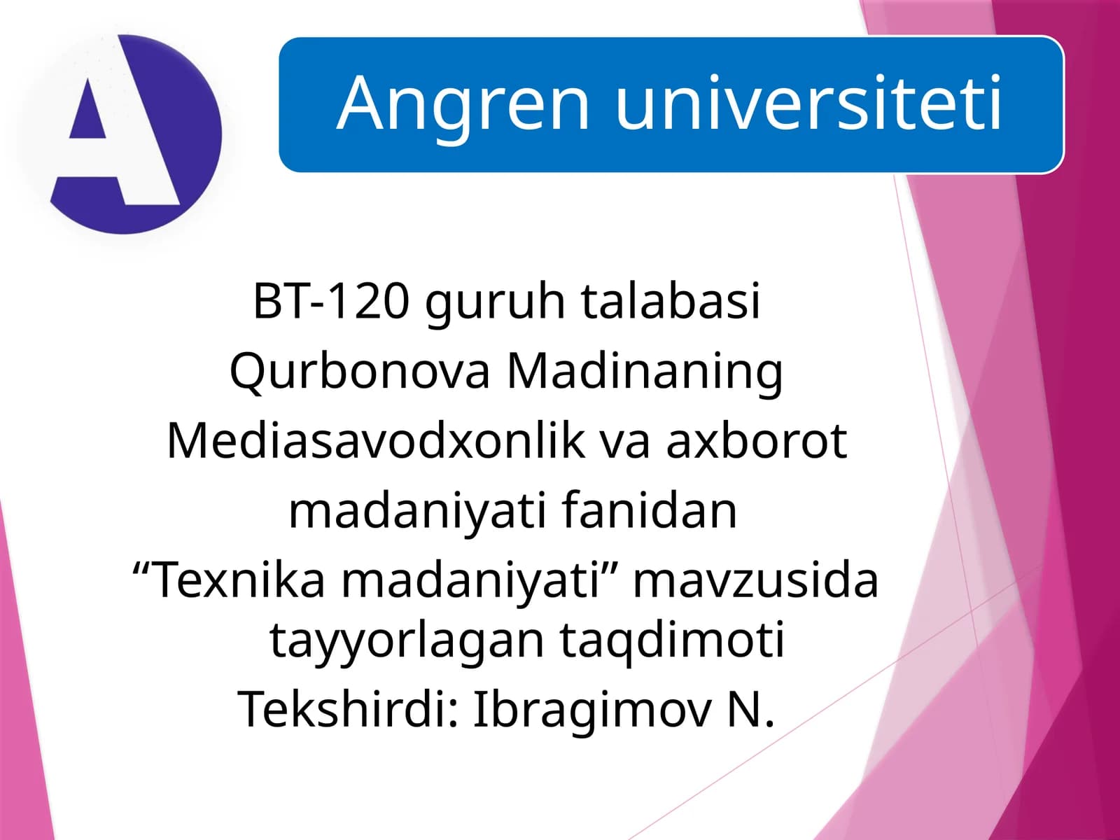 “Texnikamadaniyati”mavzusidatayyorlagantaqdimoti