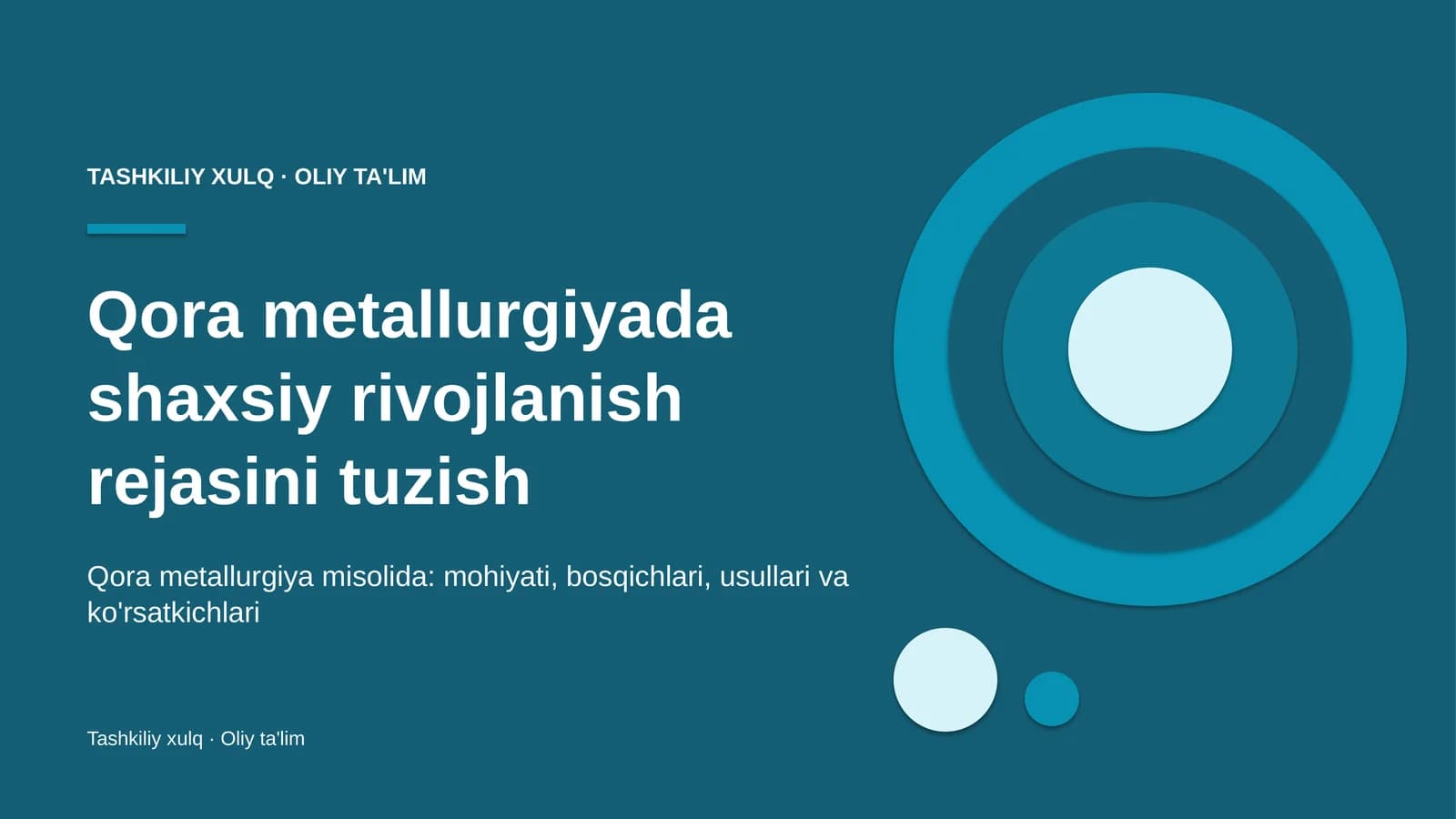 Qora metallurgiyada shaxsiy rivojlanish rejasini tuzish