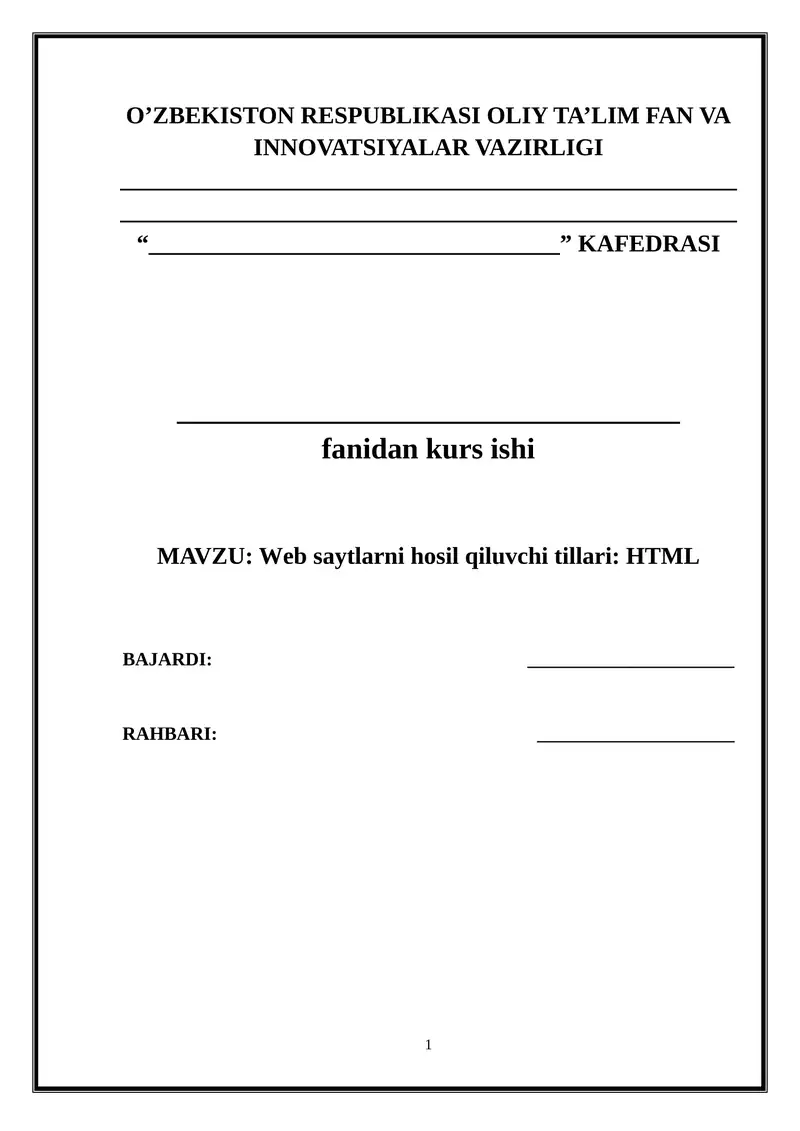 Web saytlarni hosil qiluvchi tillari