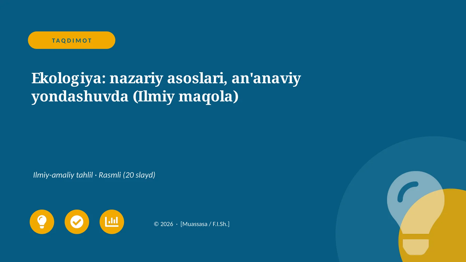Ekologiya: nazariy asoslari, an'anaviy yondashuvda (Ilmiy maqola)