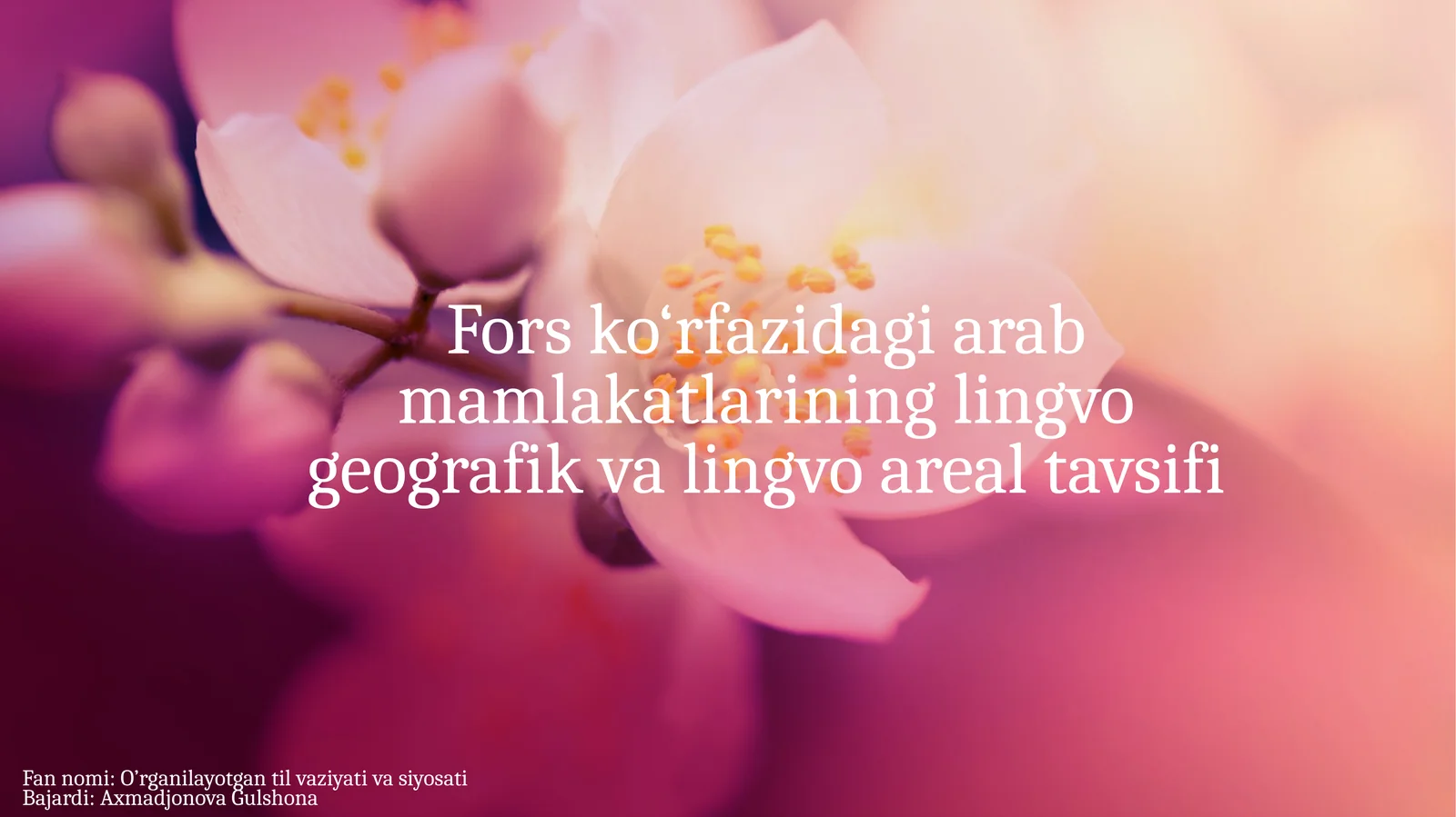 PPT Fors ko‘rfazidagi arab mamlakatlarining lingvo geografik va lingvo areal tavsifi