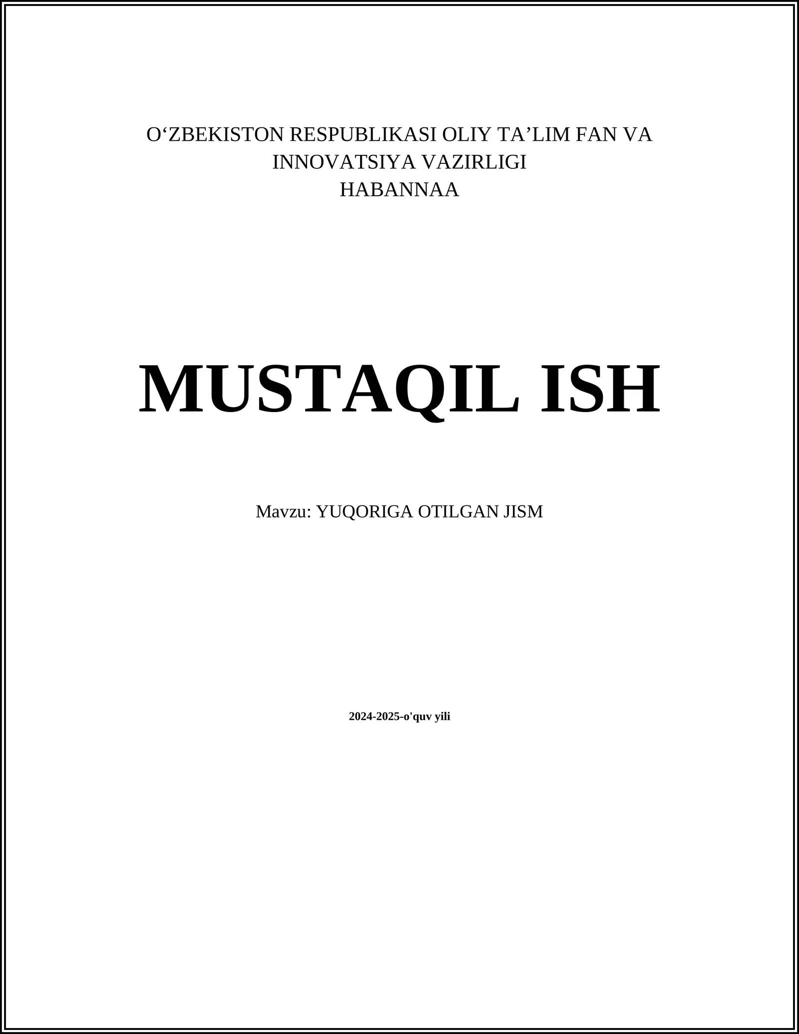 YUQORIGA OTILGAN JISM