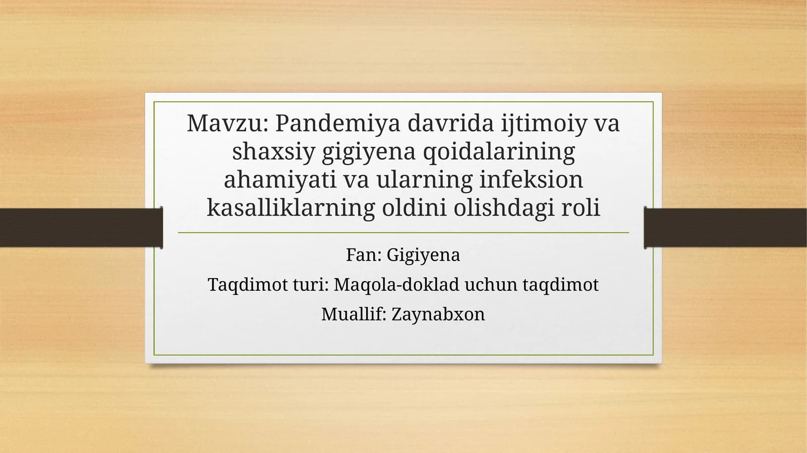 Pandemiyadavridaijtimoiyvashaxsiygigiyenaqoidalariningahamiyativaularninginfeksionkasalliklarningoldiniolishdagiroli