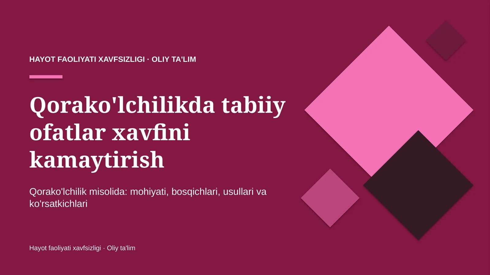 Qorako'lchilikda tabiiy ofatlar xavfini kamaytirish
