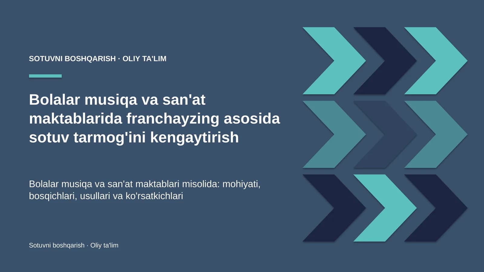 Bolalar musiqa va san'at maktablarida franchayzing asosida sotuv tarmog'ini kengaytirish