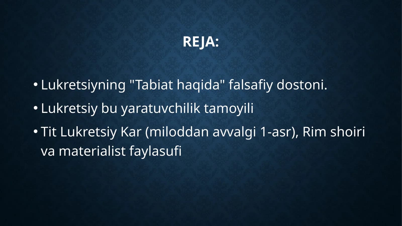 Lukretsiyning "Tabiathaqida"falsafiydostoni