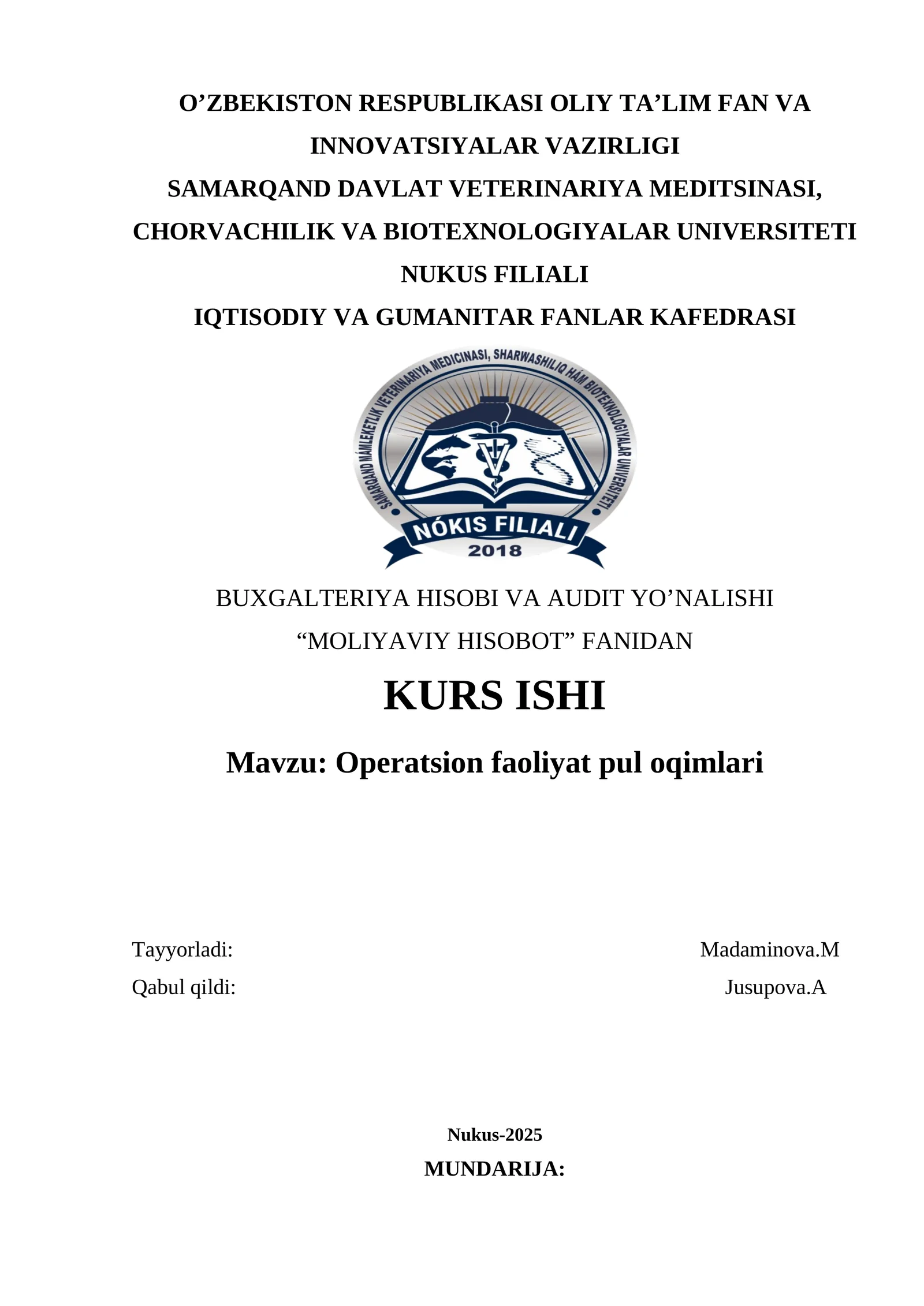 Operatsion faoliyat pul oqimlari