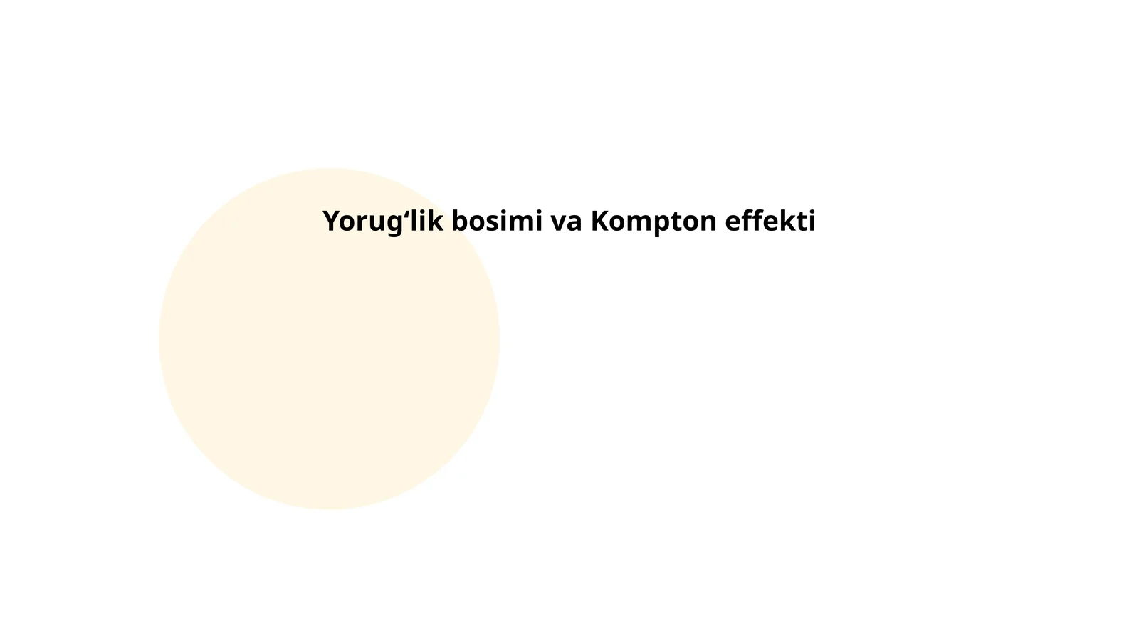 Yorug‘lik bosimi va Kompton effekti