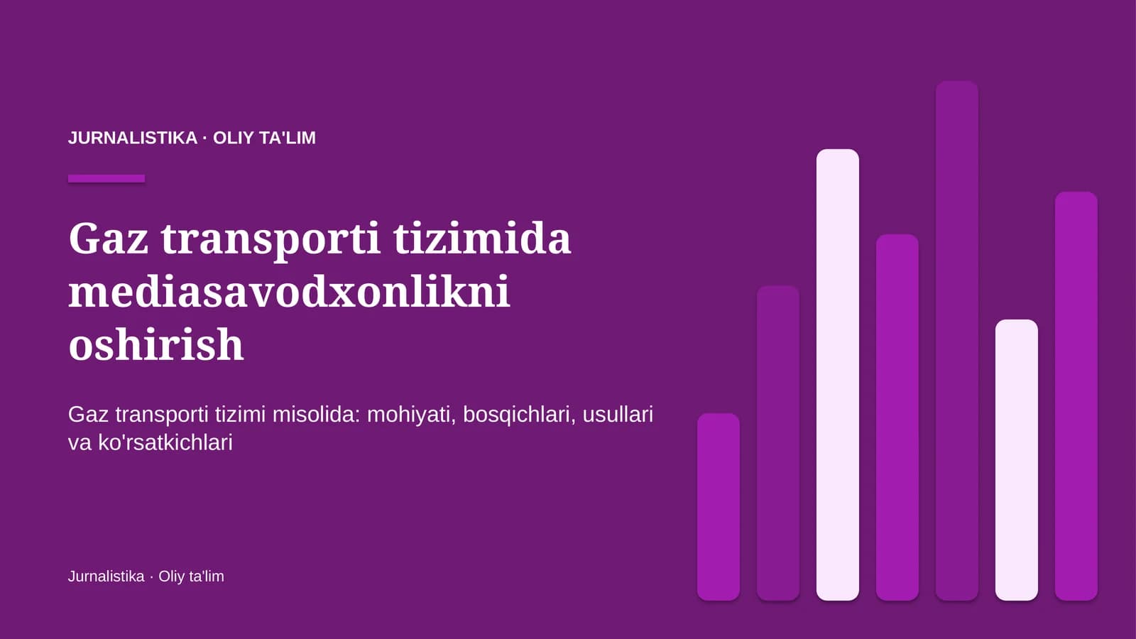 Gaz transporti tizimida mediasavodxonlikni oshirish