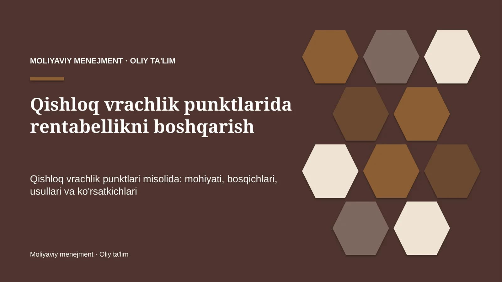 Qishloq vrachlik punktlarida rentabellikni boshqarish