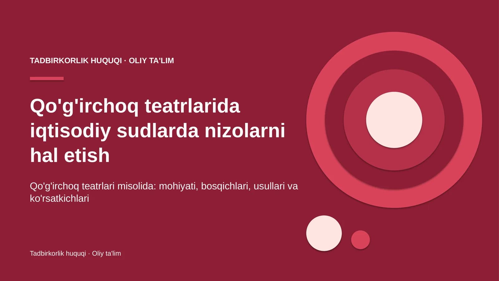 Qo'g'irchoq teatrlarida iqtisodiy sudlarda nizolarni hal etish