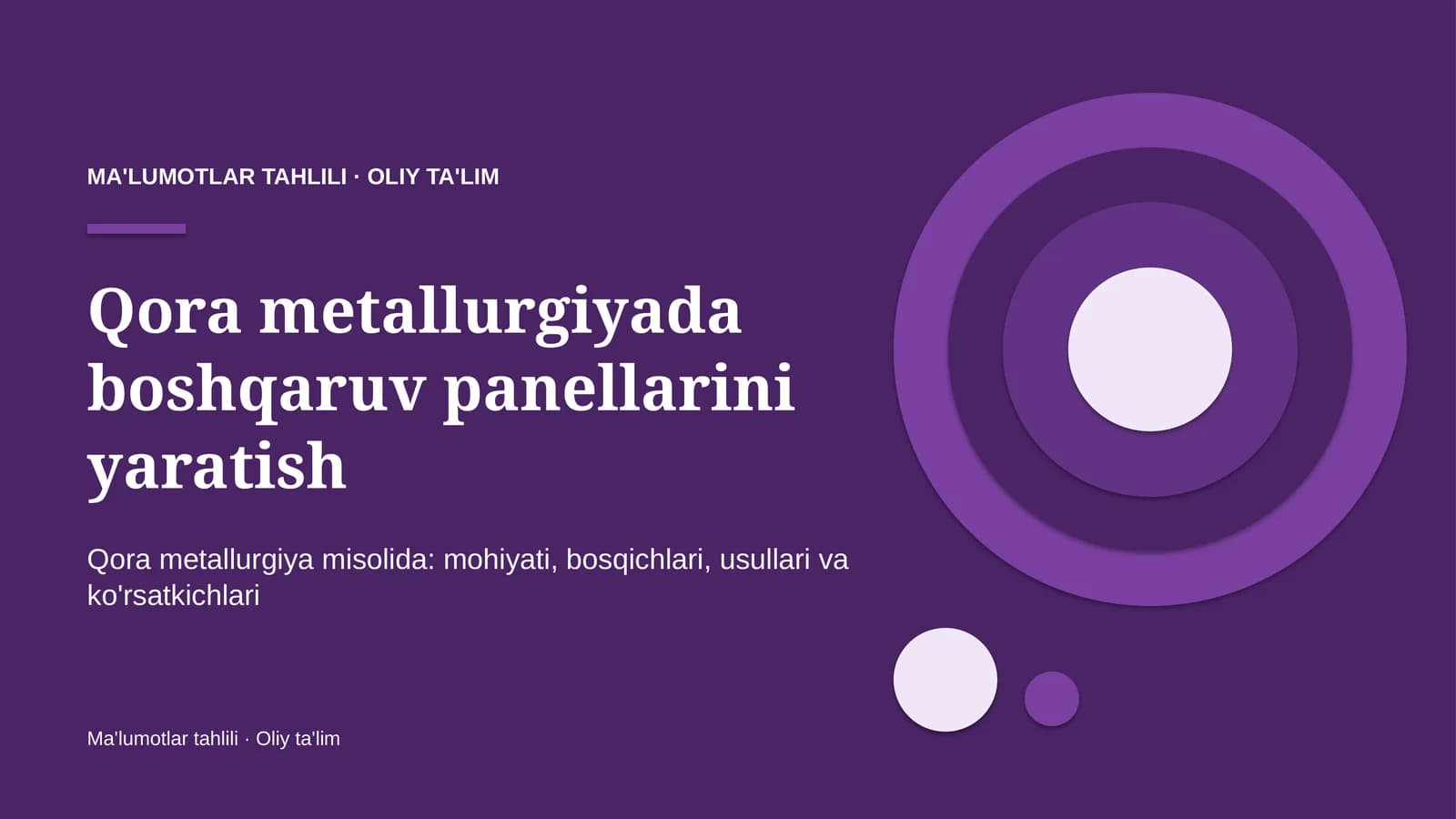 Qora metallurgiyada boshqaruv panellarini yaratish