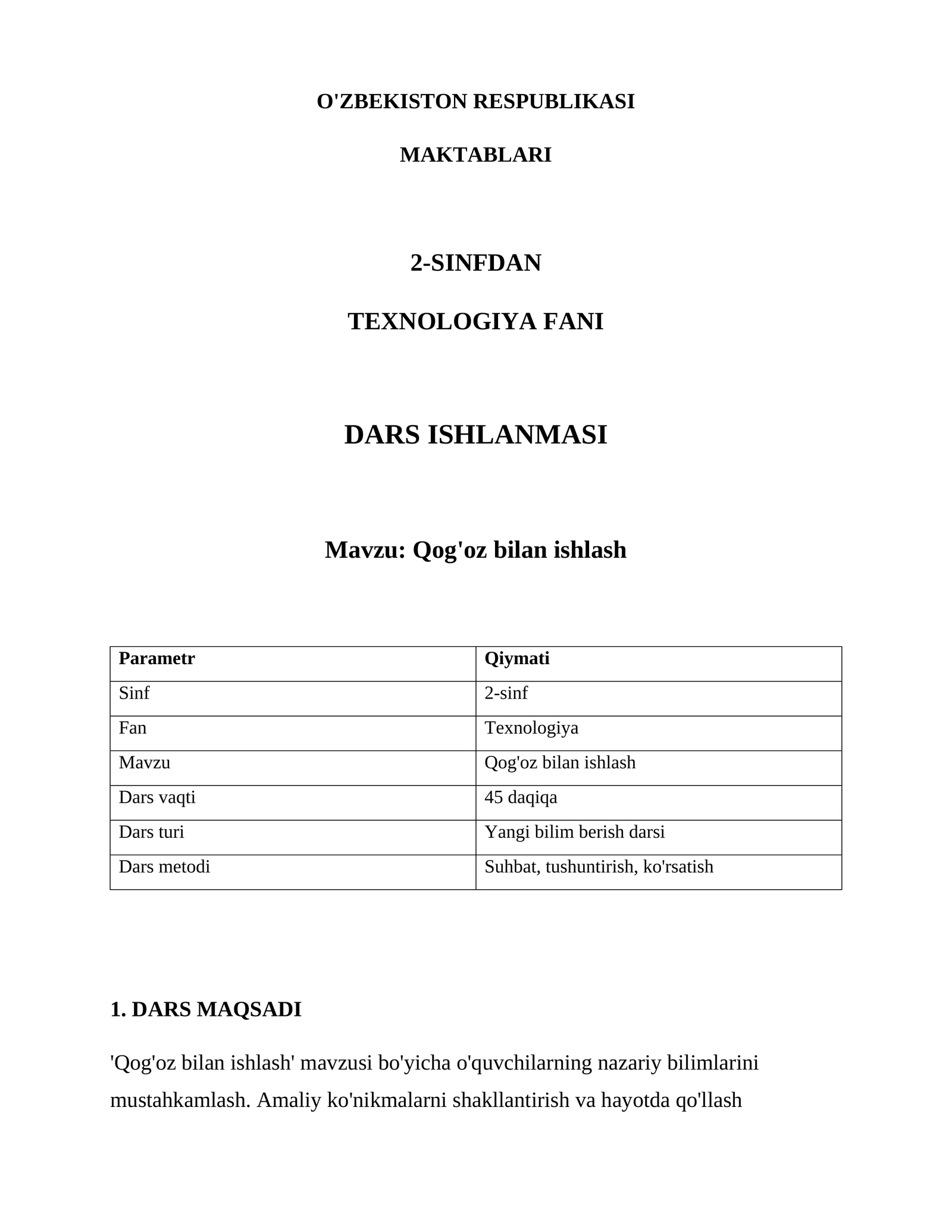 Qog'oz bilan ishlash