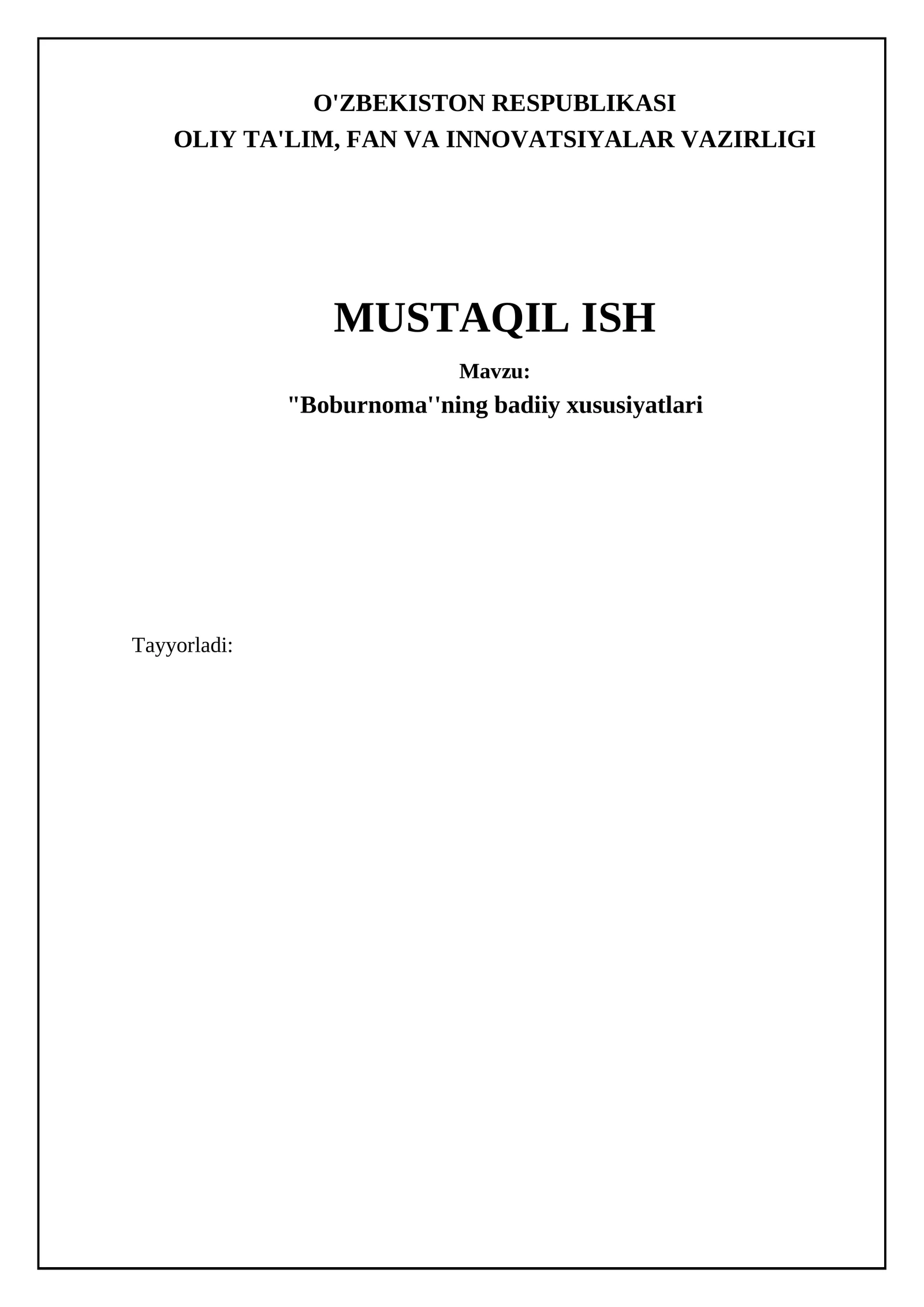 "Boburnoma''ning badiiy xususiyatlari