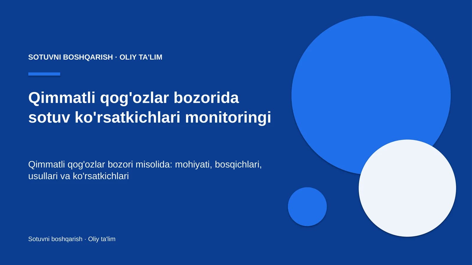 Qimmatli qog'ozlar bozorida sotuv ko'rsatkichlari monitoringi