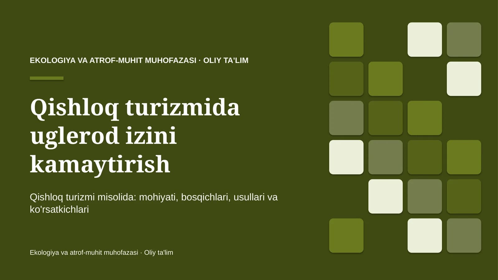 Qishloq turizmida uglerod izini kamaytirish