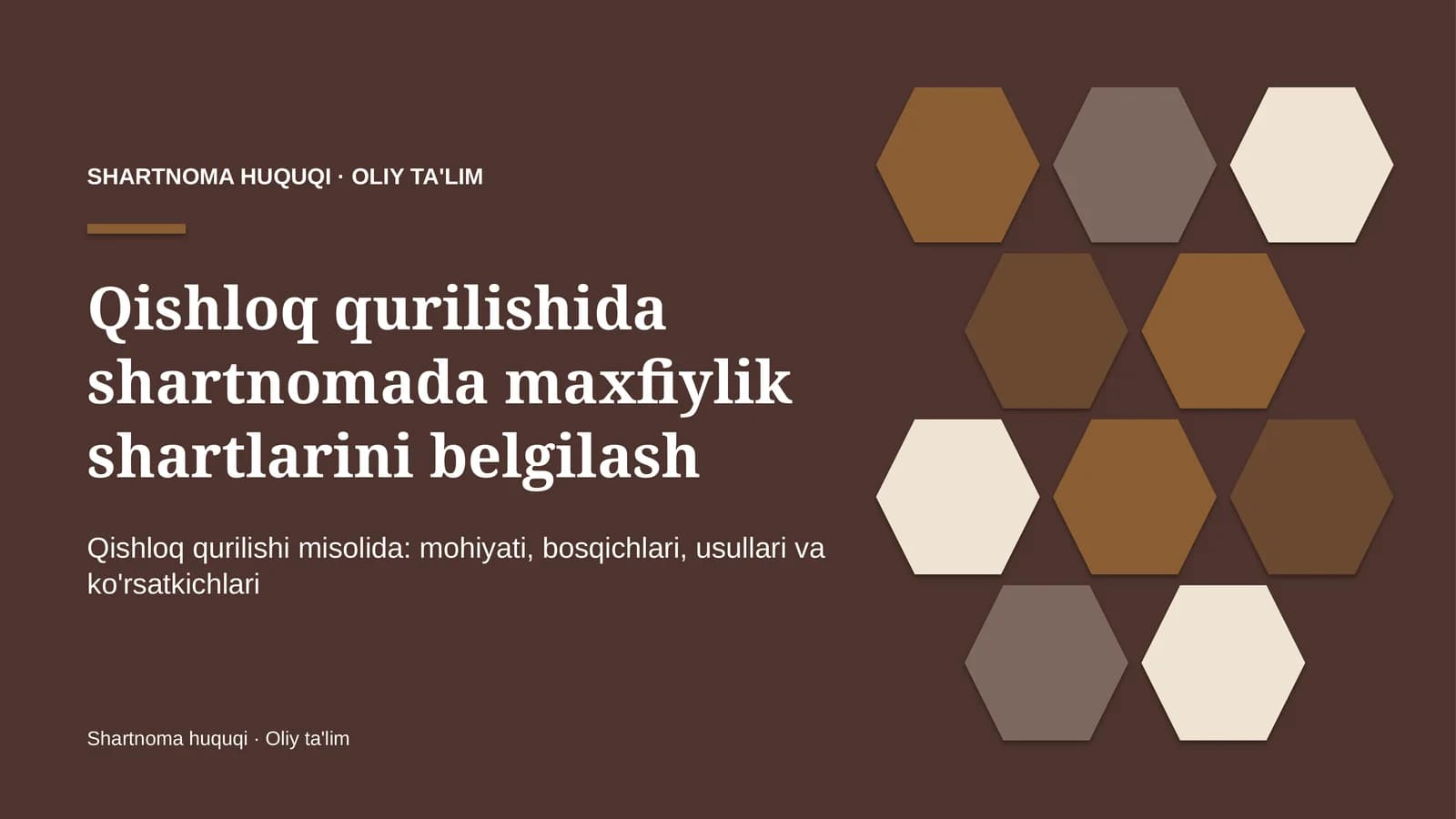 Qishloq qurilishida shartnomada maxfiylik shartlarini belgilash