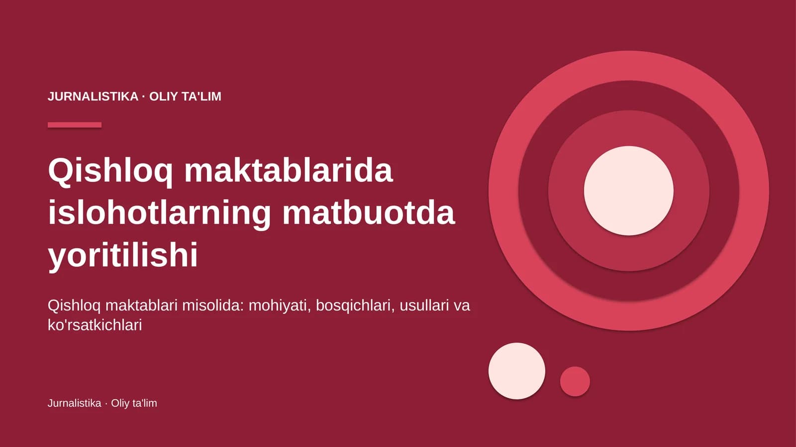 Qishloq maktablarida islohotlarning matbuotda yoritilishi