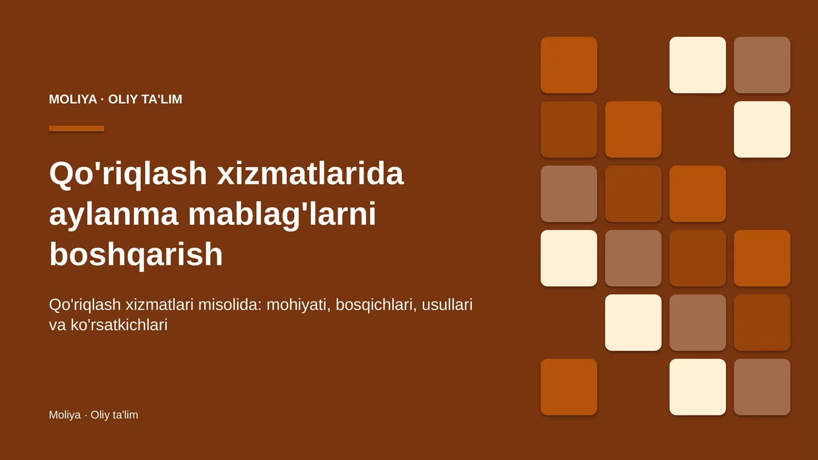 Qo'riqlash xizmatlarida aylanma mablag'larni boshqarish