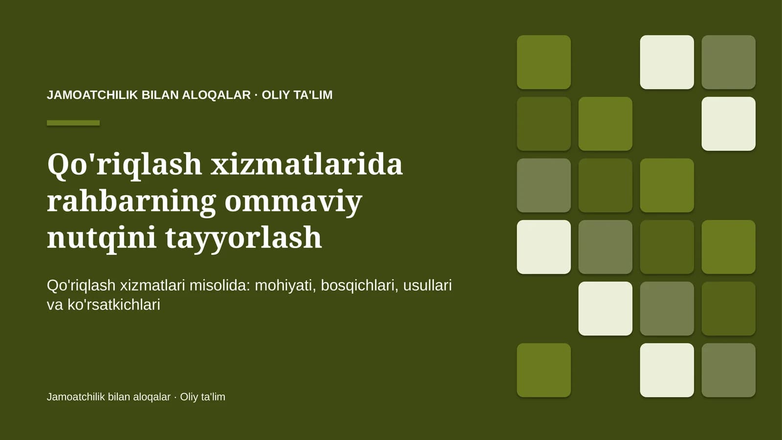 Qo'riqlash xizmatlarida rahbarning ommaviy nutqini tayyorlash