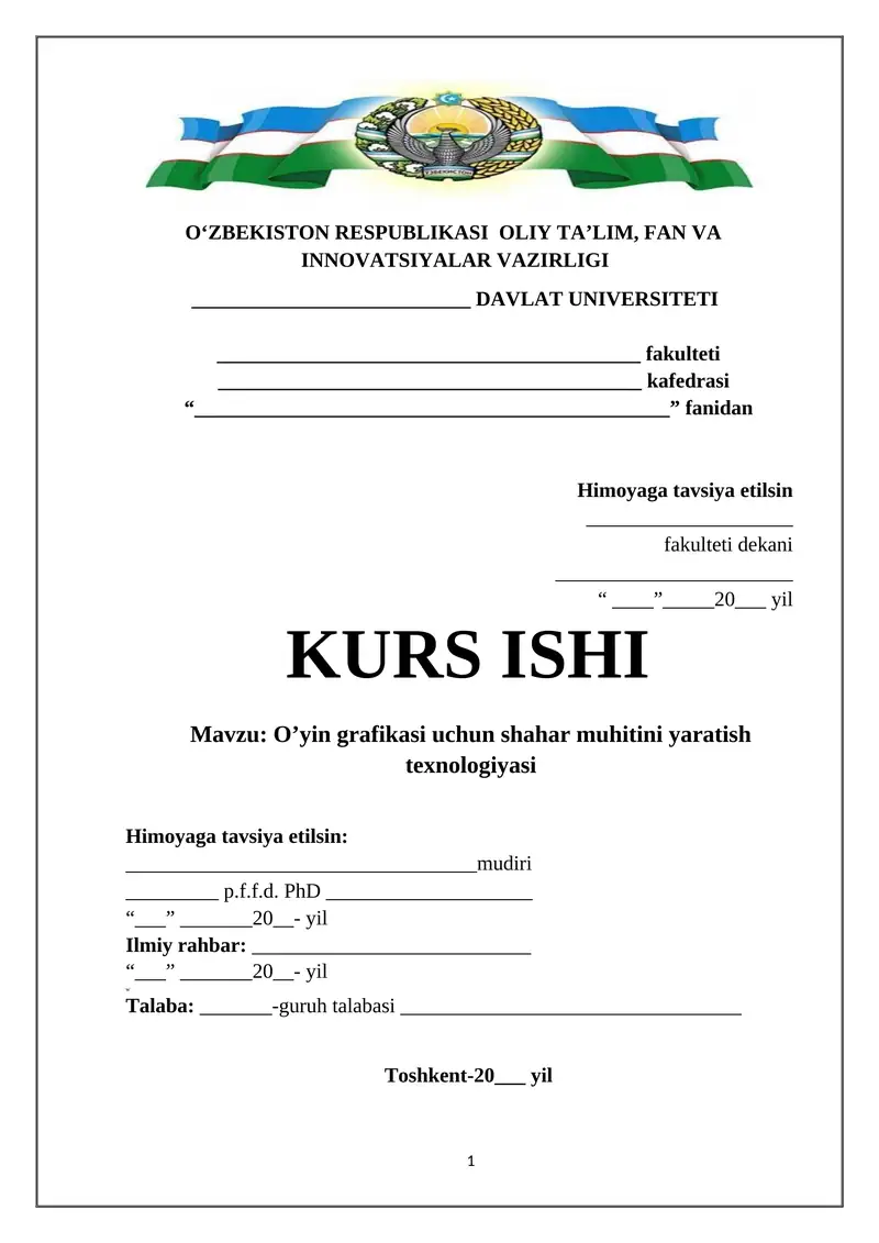 O’yin grafikasi uchun shahar muhitini yaratish texnologiyasi