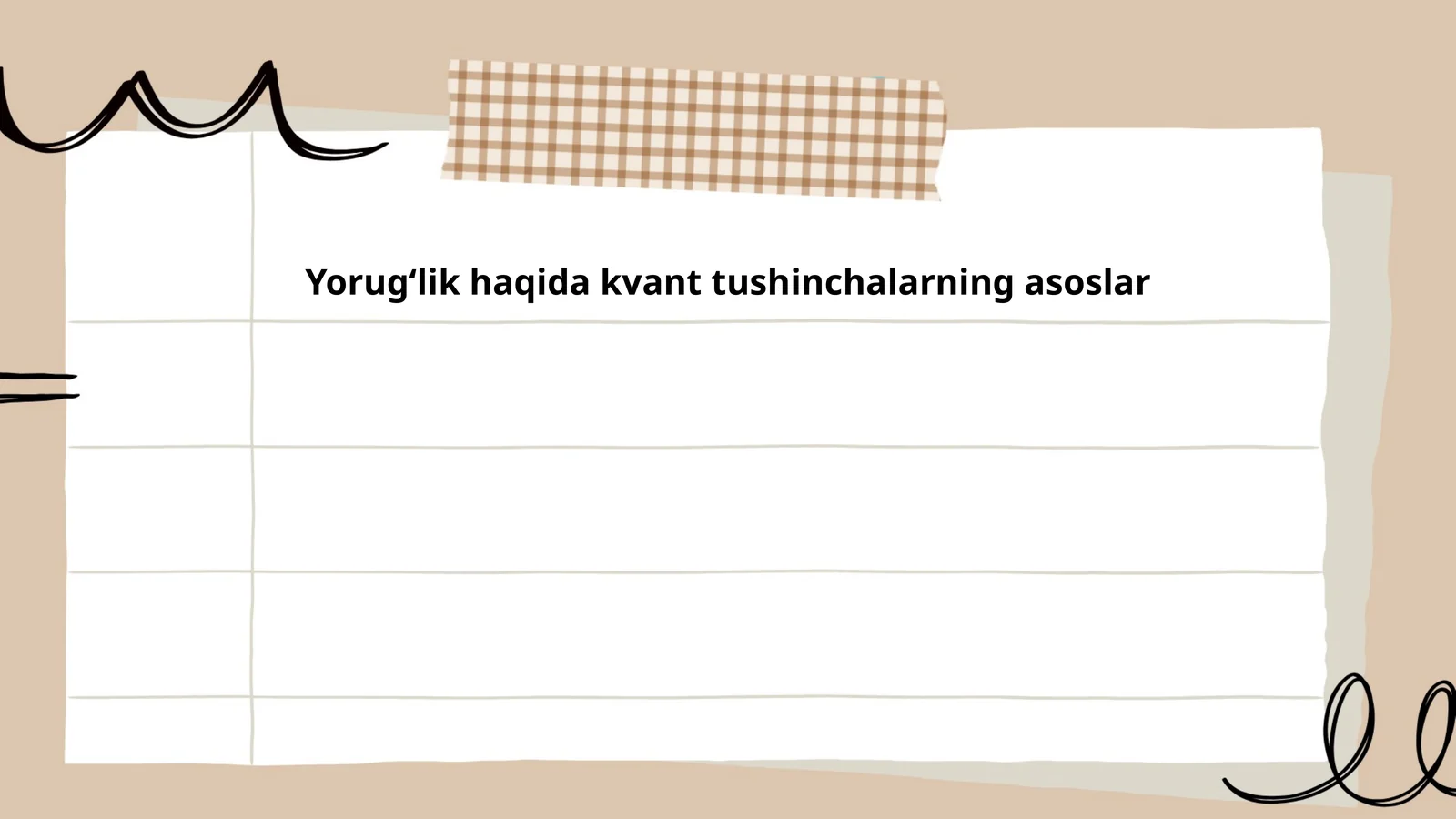 Yorugʻlik haqida kvant tushinchalarning asoslar