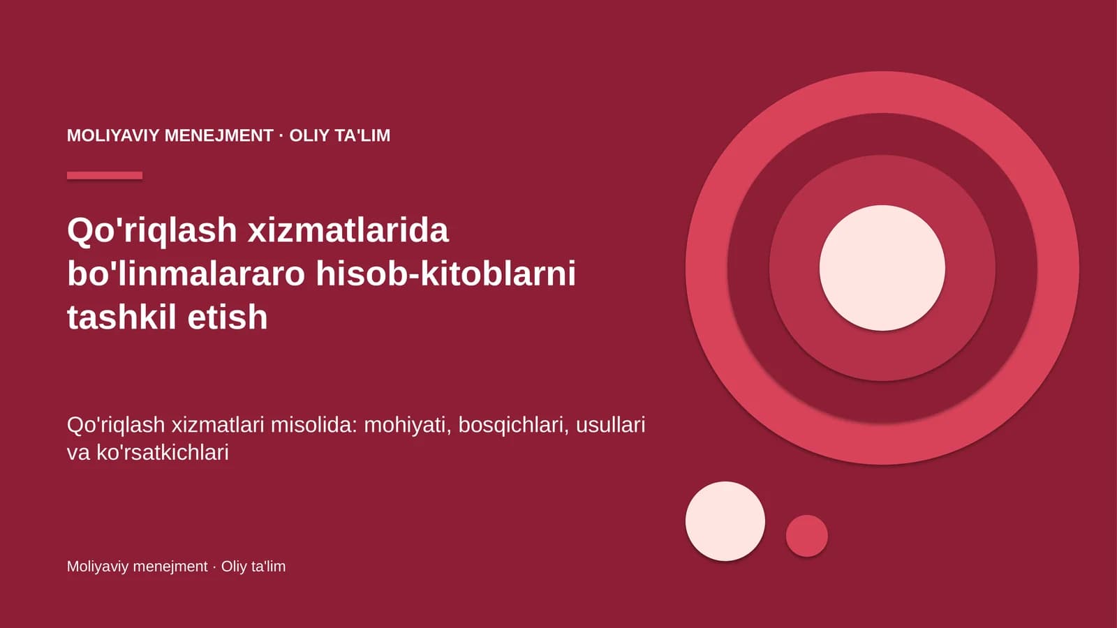 Qo'riqlash xizmatlarida bo'linmalararo hisob-kitoblarni tashkil etish