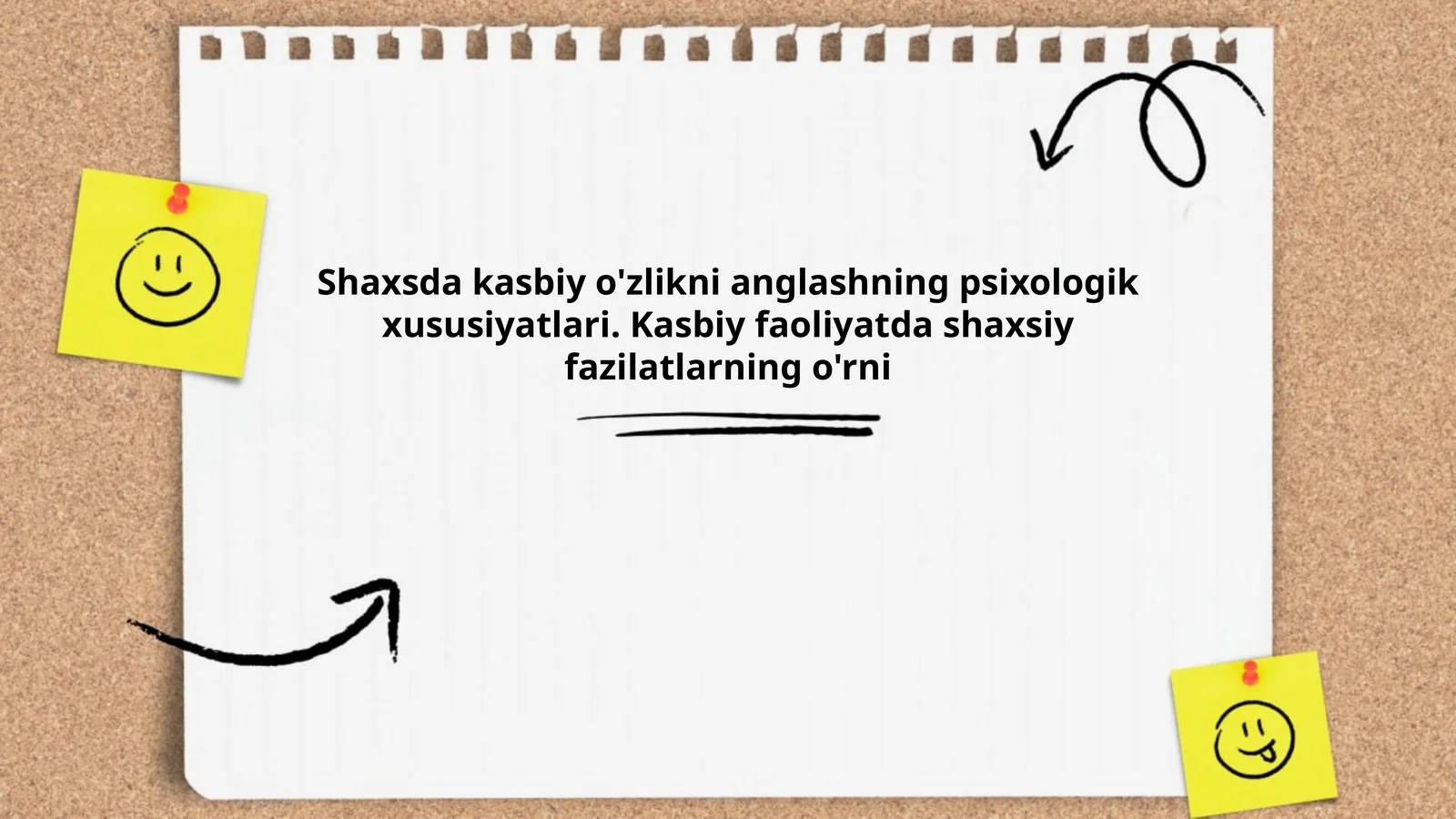 Kasbiy o'zlikning anglashning psixologik xususiyatlari